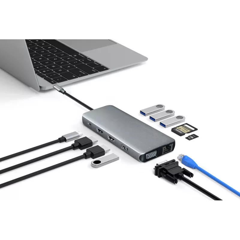 eSTUFF ES623009 interface-hub USB 3.2 Gen 1 (3.1 Gen 1) Type-C 5000 Mbit/s grijs