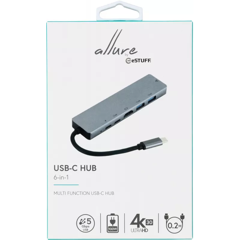 eSTUFF ES623012 laptop-dockingstation/port-replicator USB 3.2 Gen 1 (3.1 Gen 1) Type-C grijs