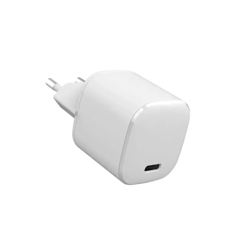 eSTUFF 100% gerecycled plastic - thuislader USB-C PD 3A 20W, EU-stekker - wit
