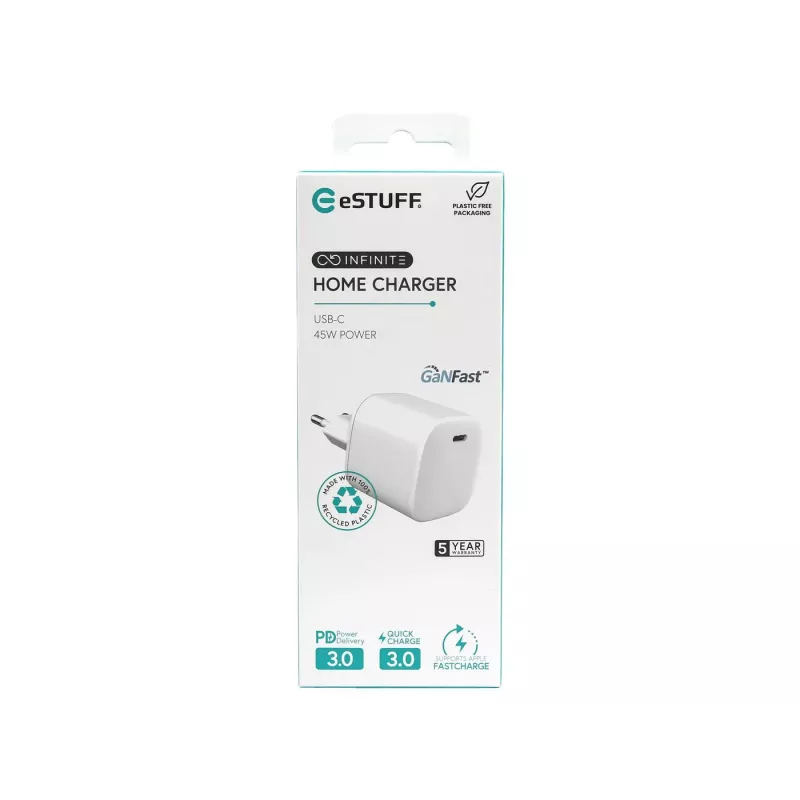 eSTUFF ES637045 mobiele oplader smartphone wit AC snelopladen binnen
