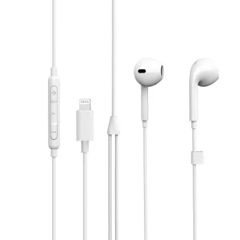 eSTUFF in-ear-koptelefoon voor Apple-apparaten, bedraad, bellen/muziek, 90 g, koptelefoon, wit