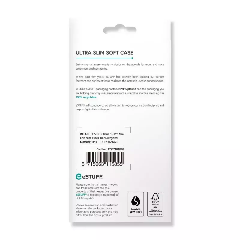 eSTUFF Infinite Vienna ES67101028 telefoonhoesje voor iPhone 15 Pro Max, MagSafe-compatibel, TPU, zwart