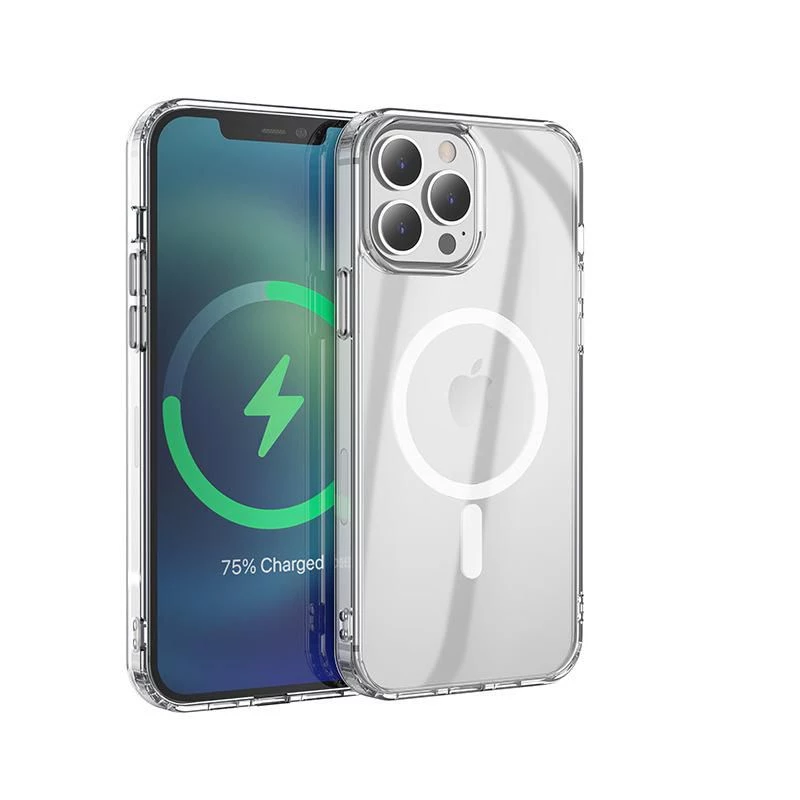 eSTUFF Berlin ES67140004 magnetisch hoesje voor iPhone 13 Pro Max, MagSafe-compatibel, TPU, transparant