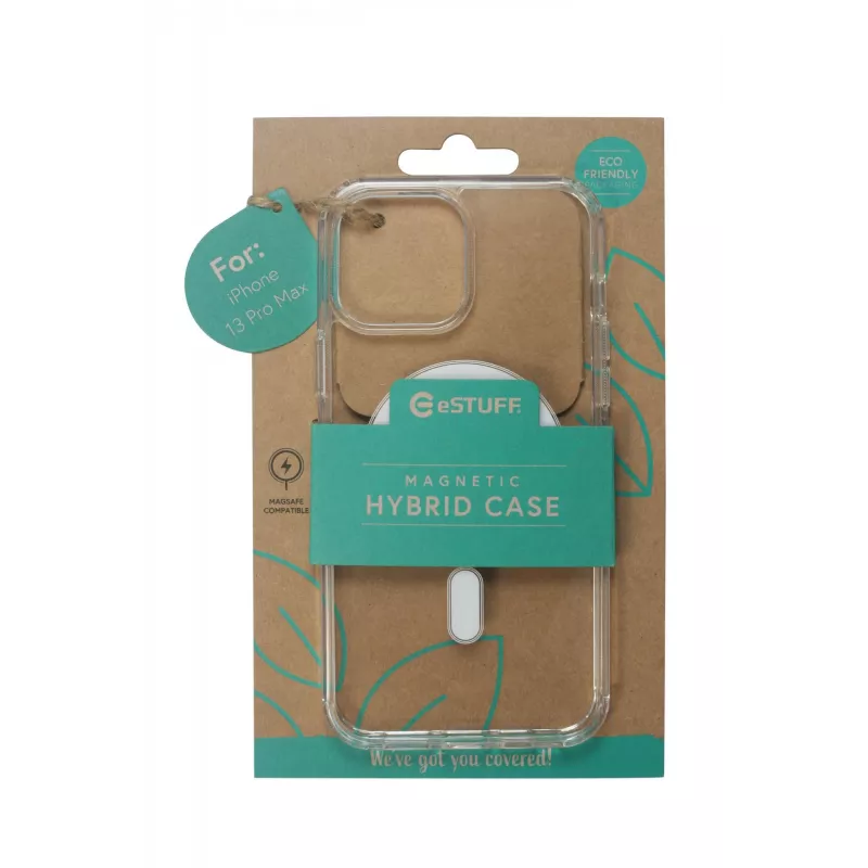 eSTUFF Berlin ES67140004 magnetisch hoesje voor iPhone 13 Pro Max, MagSafe-compatibel, TPU, transparant