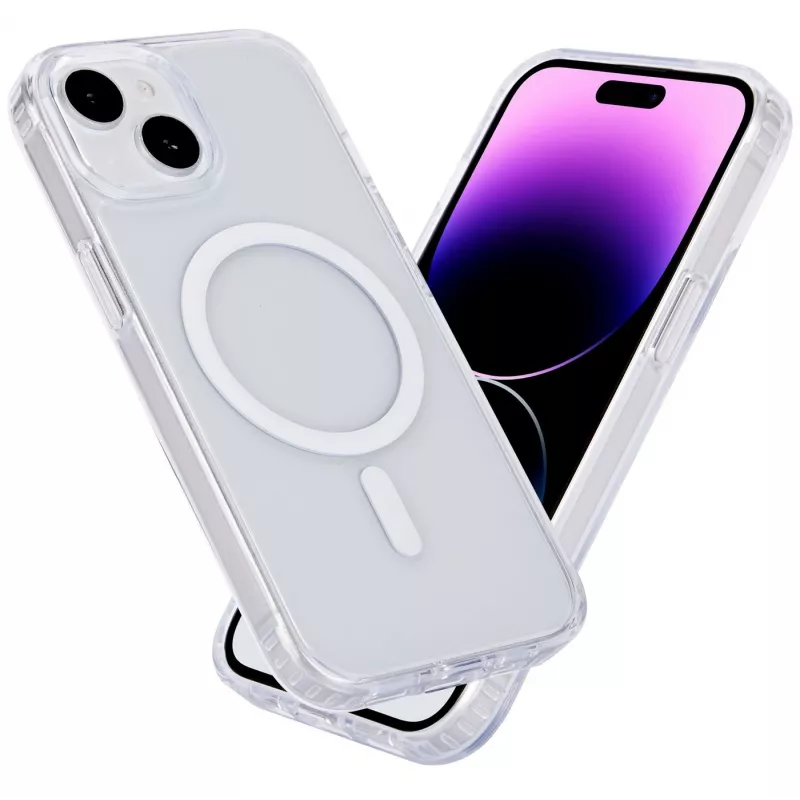 eSTUFF Berlin ES67140026 magnetisch hoesje voor iPhone 15 Plus, MagSafe-compatibel, polycarbonaat, TPU, transparant