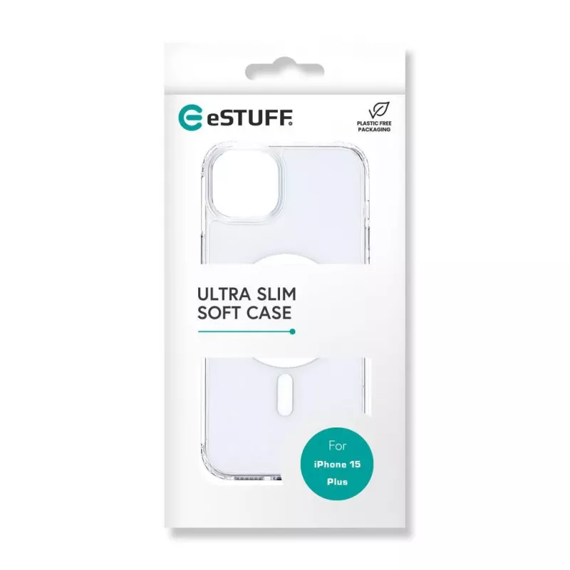 eSTUFF Berlin ES67140026 magnetisch hoesje voor iPhone 15 Plus, MagSafe-compatibel, polycarbonaat, TPU, transparant