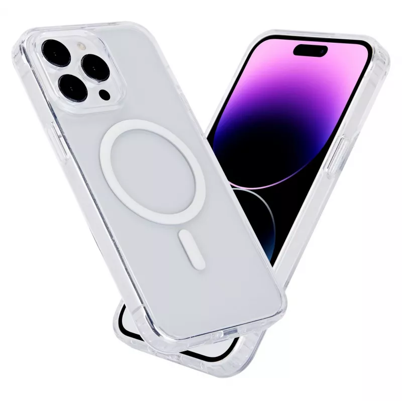 eSTUFF Berlin ES67140027 magnetisch hoesje voor iPhone 15 Pro, MagSafe-compatibel, polycarbonaat, TPU, transparant