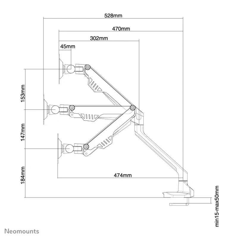 Neomounts FPMA-D750SILVER monitorarm 10-32 inch - gasveer - Topfix