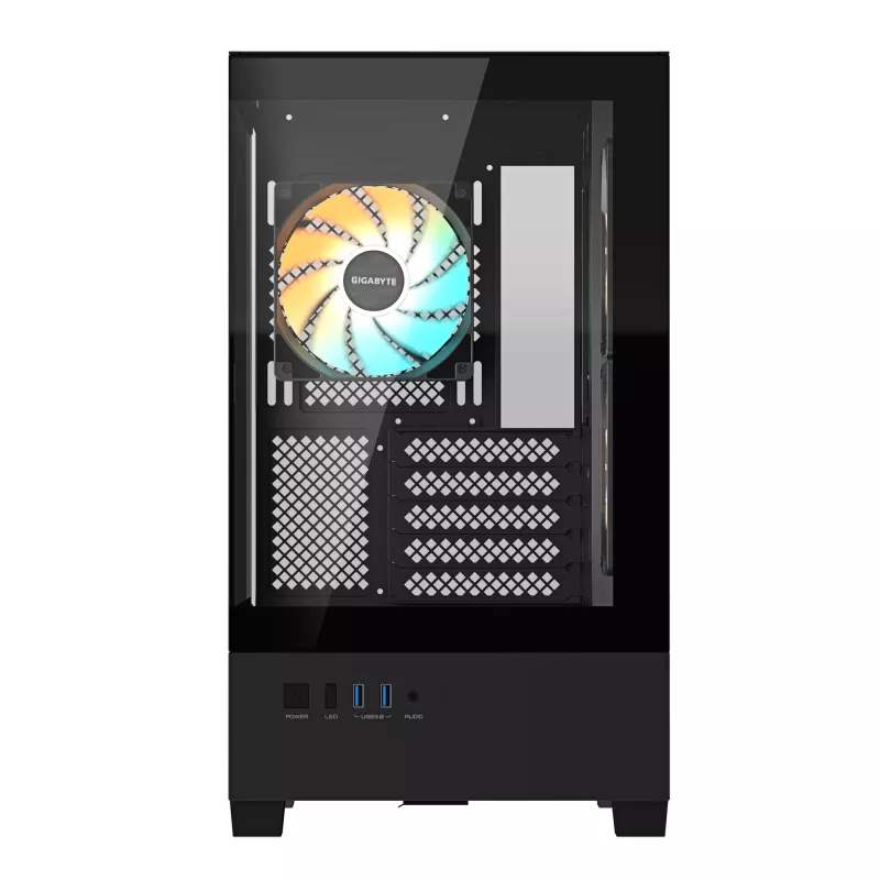 GIGABYTE C201 PANORAMIC pc-behuizing – Mid Tower, m-ATX, 360mm-radiatorondersteuning, 3 voorgeïnstalleerde ventilatoren, USB 3.0, ondersteuning voor RGB Fusion