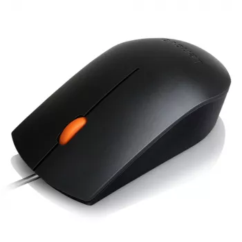 Bedrade optische USB Type-A-muis, voor beide handen, Lenovo GX30M39704 — 1600 DPI, 3 knoppen, 1,8 m kabel, zwart