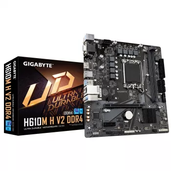 GIGABYTE H610M H V2 DDR4 moederbord - ondersteunt Intel Core 14e generatie, 6+1+1 hybride digitale VRM, tot 3200 MHz DDR4 (OC), 1x PCIe 3.0 M.2, GbE LAN, USB 3.2 Gen 1
