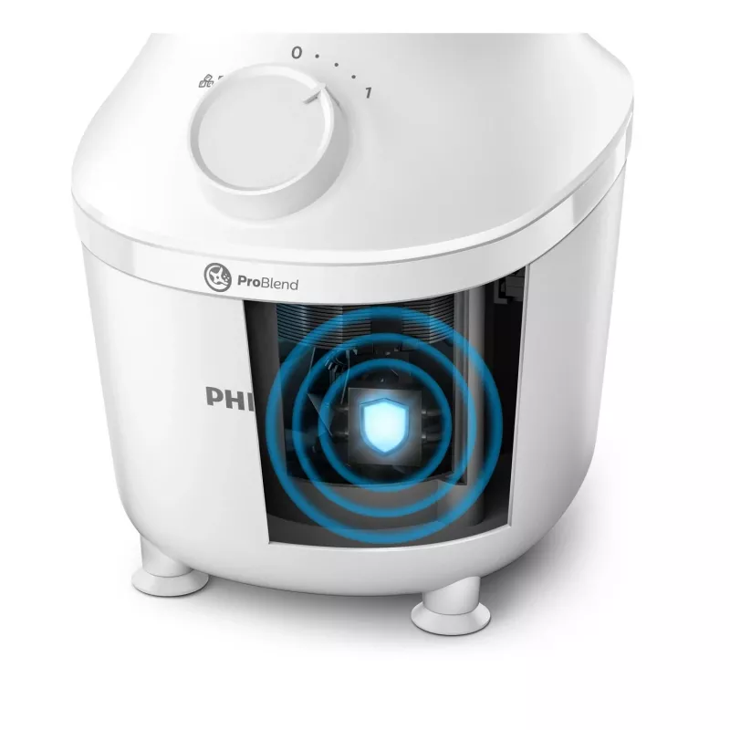 Tafelblender Philips HR2041/00 — 450 W, 1,9 L kunststof kan, RVS-messen, wit