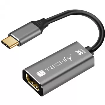 Techly IADAP-USBC-HDMI8 USB-grafische adapter 7680 x 4320 pixels zwart, zilver