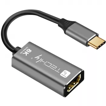 Techly IADAP-USBC-HDMI8 USB-grafische adapter 7680 x 4320 pixels zwart, zilver