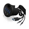 ICY BOX IB-HUB1403A 4-poorts USB 3.0-bureauhub met audio-in/uitgang, zwart