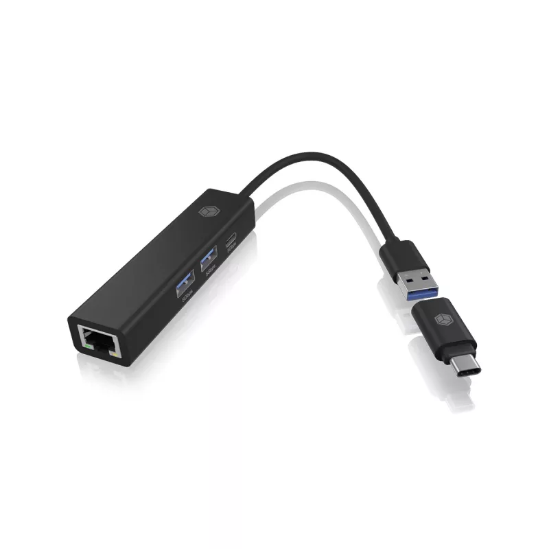 ICY BOX IB-HUB1439-LAN bedraad USB 3.2 Gen 1 (3.1 Gen 1) Type-A zwart