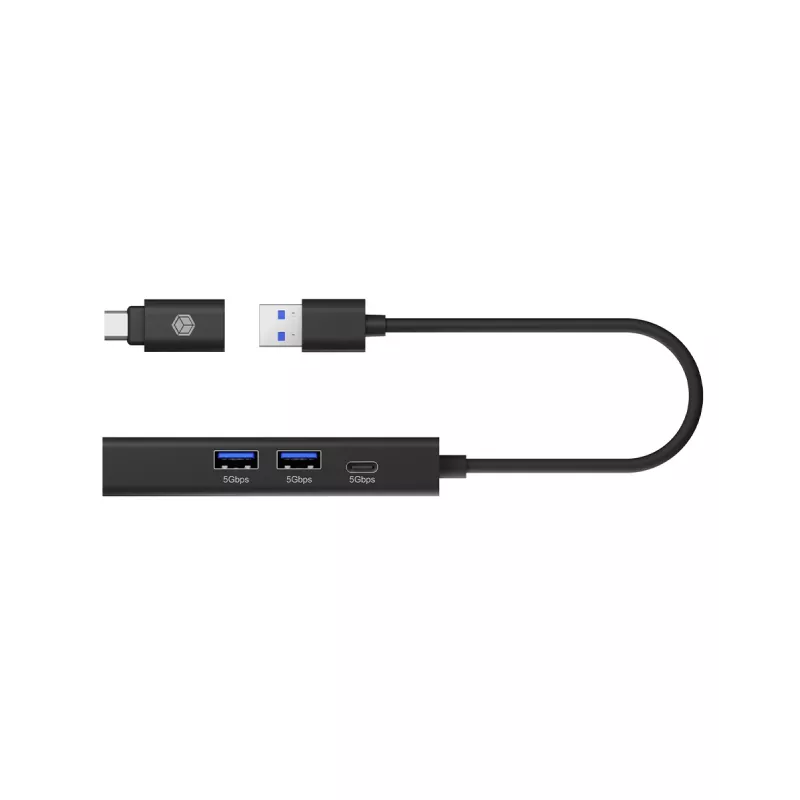 ICY BOX IB-HUB1439-LAN bedraad USB 3.2 Gen 1 (3.1 Gen 1) Type-A zwart