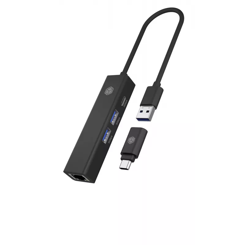 ICY BOX IB-HUB1439-LAN bedraad USB 3.2 Gen 1 (3.1 Gen 1) Type-A zwart
