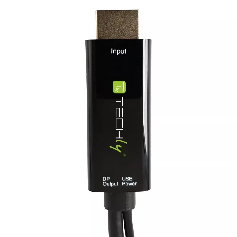 Techly ICOC-HDMI-DP12A HDMI-naar-DisplayPort-adapter met USB-voeding, 4K 30 Hz