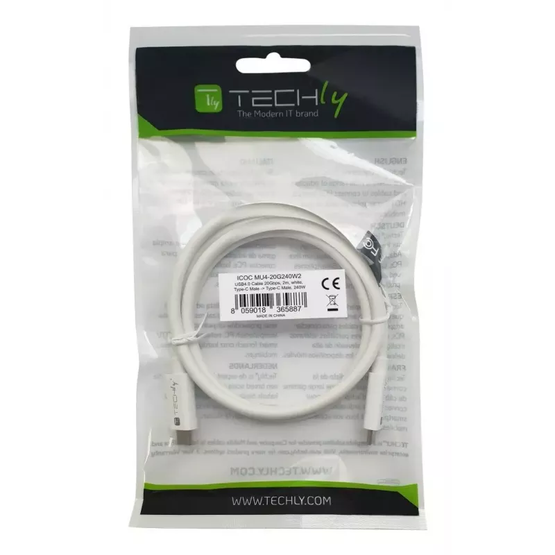 Techly ICOC-MU4-20G240W2 USB-kabel USB4 Gen 2x2 2 m USB C wit