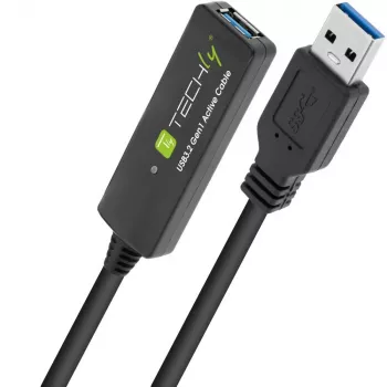 Techly ICUR30100G USB-kabel USB 3.2 Gen 1 (3.1 Gen 1) 10 m USB A zwart