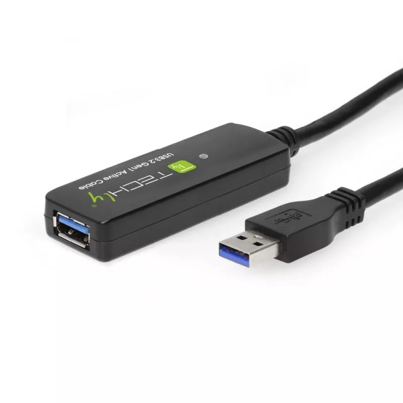 Techly ICUR30100G USB-kabel USB 3.2 Gen 1 (3.1 Gen 1) 10 m USB A zwart