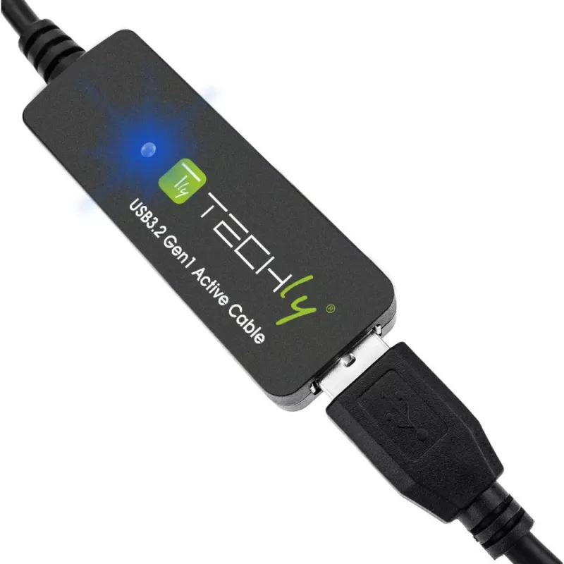 Techly ICUR30100G USB-kabel USB 3.2 Gen 1 (3.1 Gen 1) 10 m USB A zwart