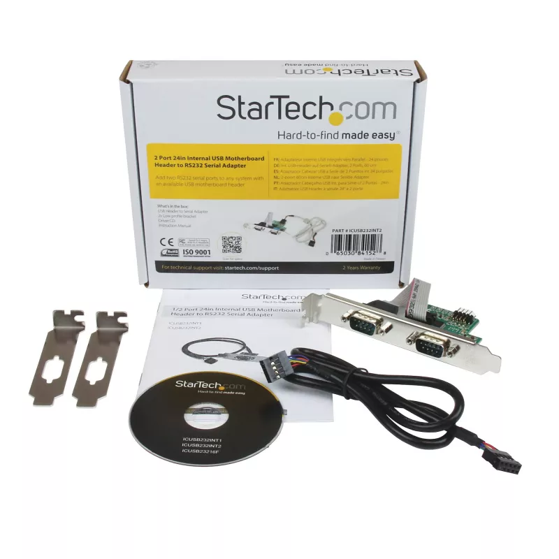 StarTech.com 61 cm interne USB-moederbord-header naar 2 poorten serieel RS232-adapter
