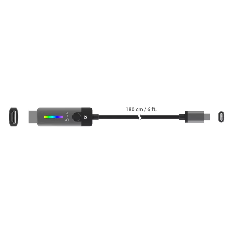 j5create JCC157-N USB-C naar HDMI 2.1 8K-kabel 1,79 m
