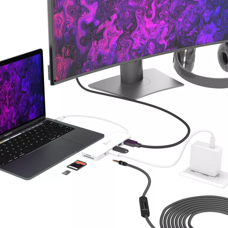 USB-C multi-adapter j5create JCD373-N 60W Power Delivery 4K