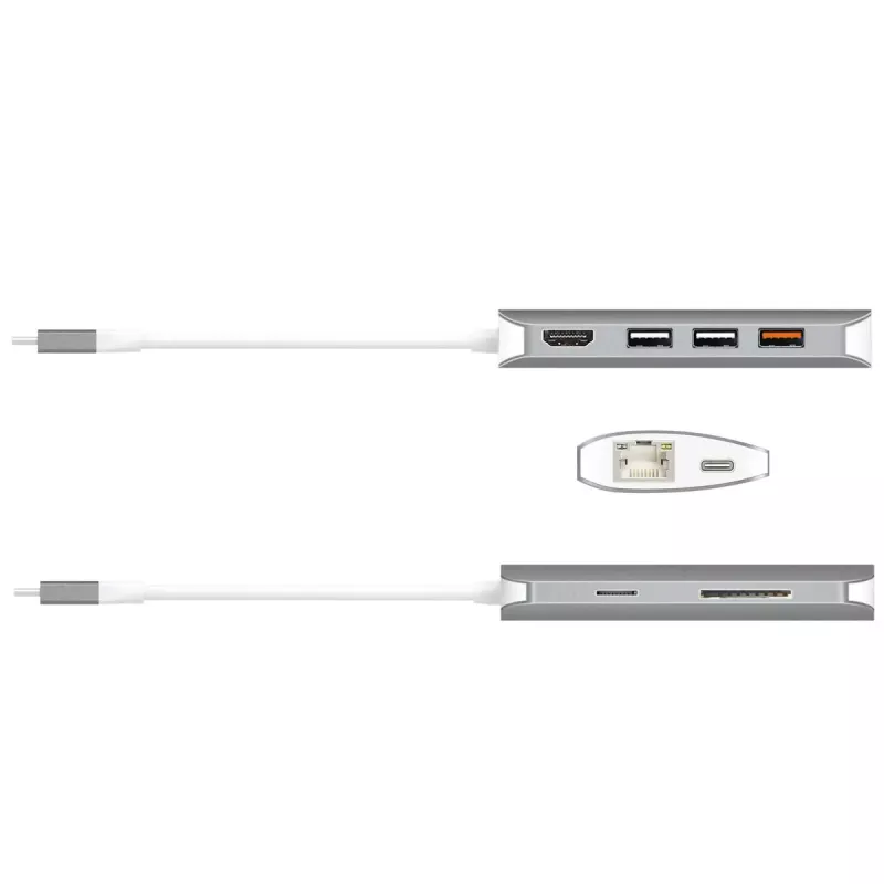 j5create JCD383 USB-C™ 9-in-1 Multi-Adapter, Zilver en Wit