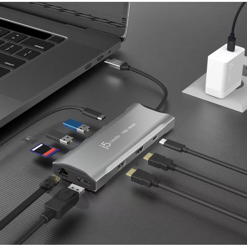 j5create JCD397-N 4K60 Elite USB-C Multi-Monitor Mini Dock Bedraad USB 3.2 Gen 1