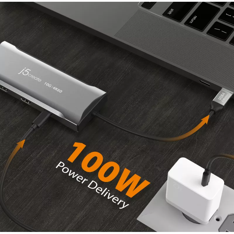 j5create JCD397-N 4K60 Elite USB-C Multi-Monitor Mini Dock Bedraad USB 3.2 Gen 1