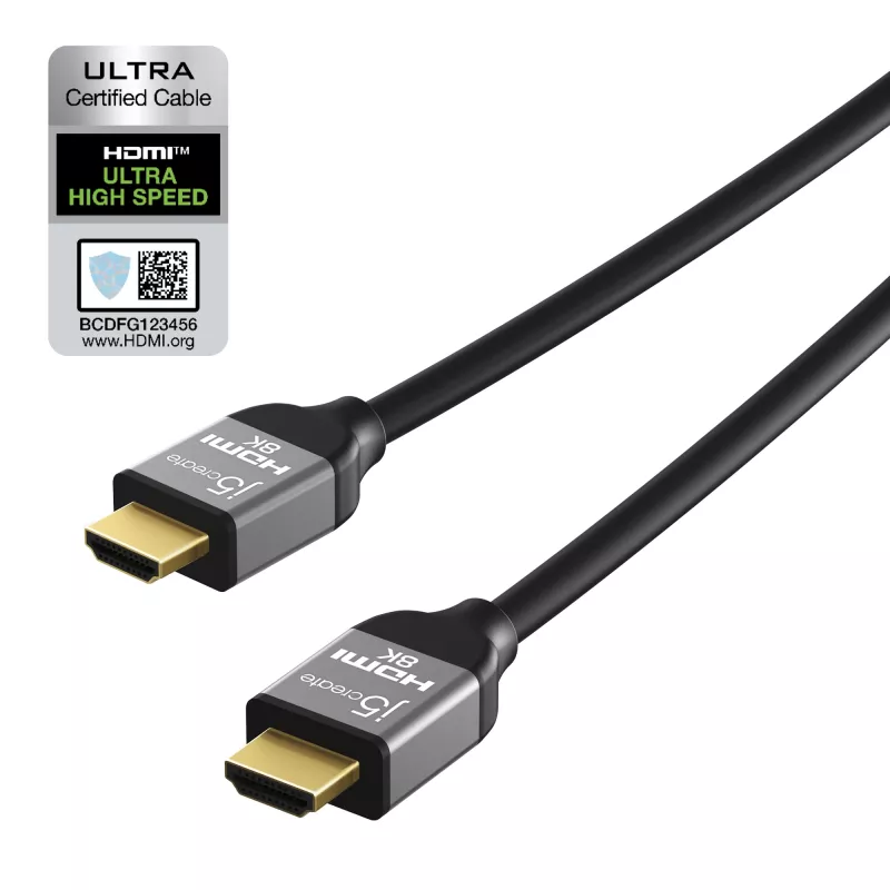 j5create JDC53 Ultra High Speed 8K UHD HDMI™-kabel, zwart en grijs, 2 m