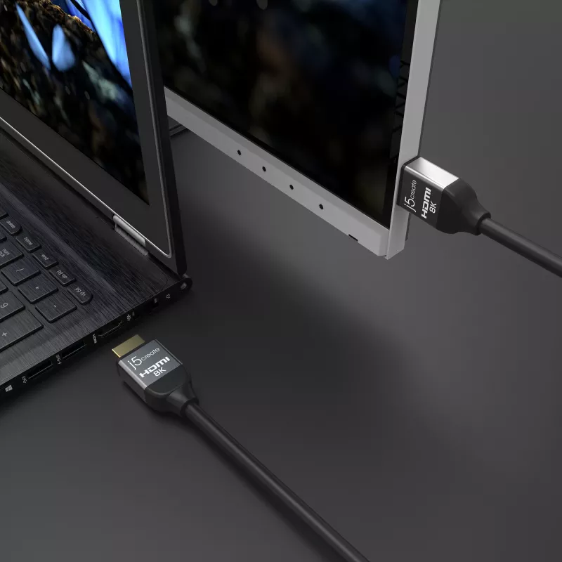 j5create JDC53 Ultra High Speed 8K UHD HDMI™-kabel, zwart en grijs, 2 m