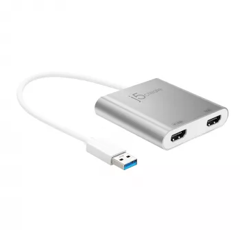 j5create JUA365 USB™ 3.0 naar Dual HDMI Multi-Monitor-Adapter, Zilver