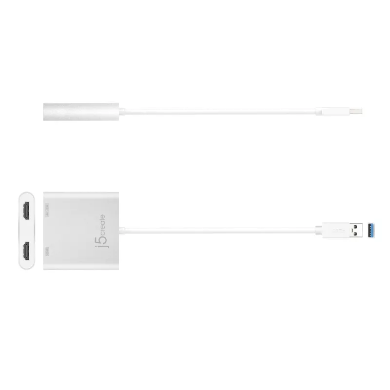 j5create JUA365 USB™ 3.0 naar Dual HDMI Multi-Monitor-Adapter, Zilver