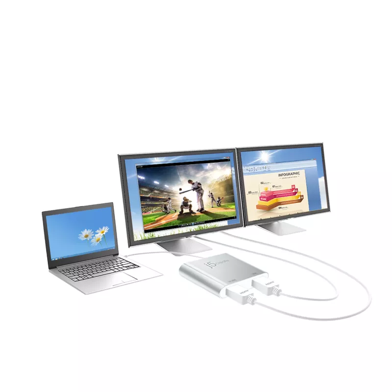 j5create JUA365 USB™ 3.0 naar Dual HDMI Multi-Monitor-Adapter, Zilver