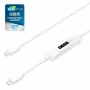 j5create JUCP14 USB-C™ 2.0 naar USB-C™ kabel met dynamische OLED-vermogensmeter, wit, 1,2 m