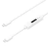 j5create JUCP14 USB-C™ 2.0 naar USB-C™ kabel met dynamische OLED-vermogensmeter, wit, 1,2 m
