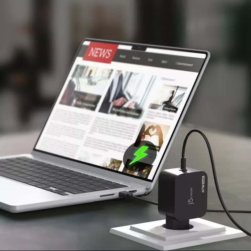 j5create JUP1565DCE3A-EN 67W GaN PD USB-C® Mini-opladers met 3 soorten DC-stekkers - EU