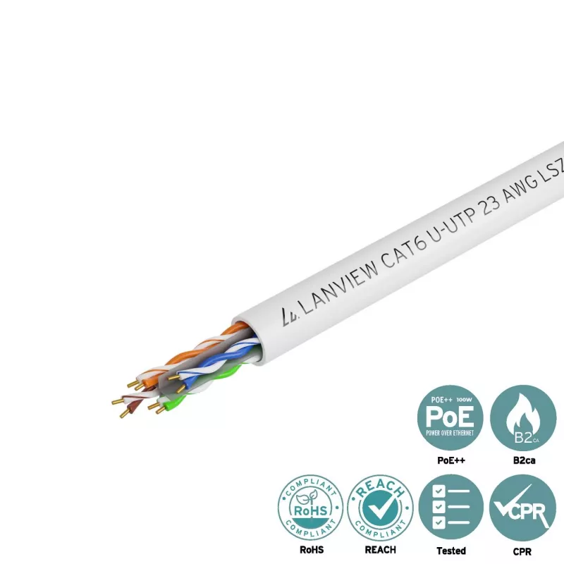 Netwerkkabel Lanview LVN122114 305 m Cat6 U/UTP 10000 Mbit/s wit