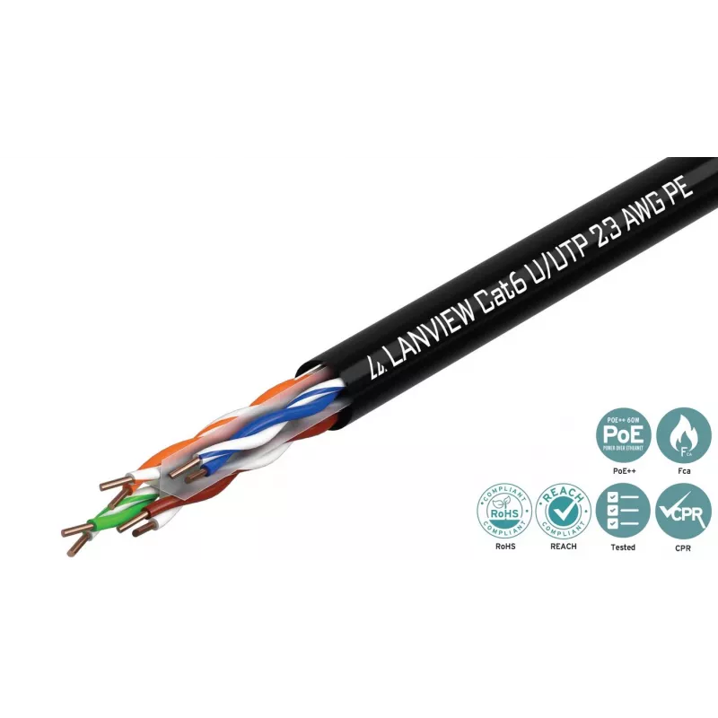 Lanview LVN122151 netwerkkabel zwart 305 m Cat6 U/UTP UTP 10000 Mbit/s