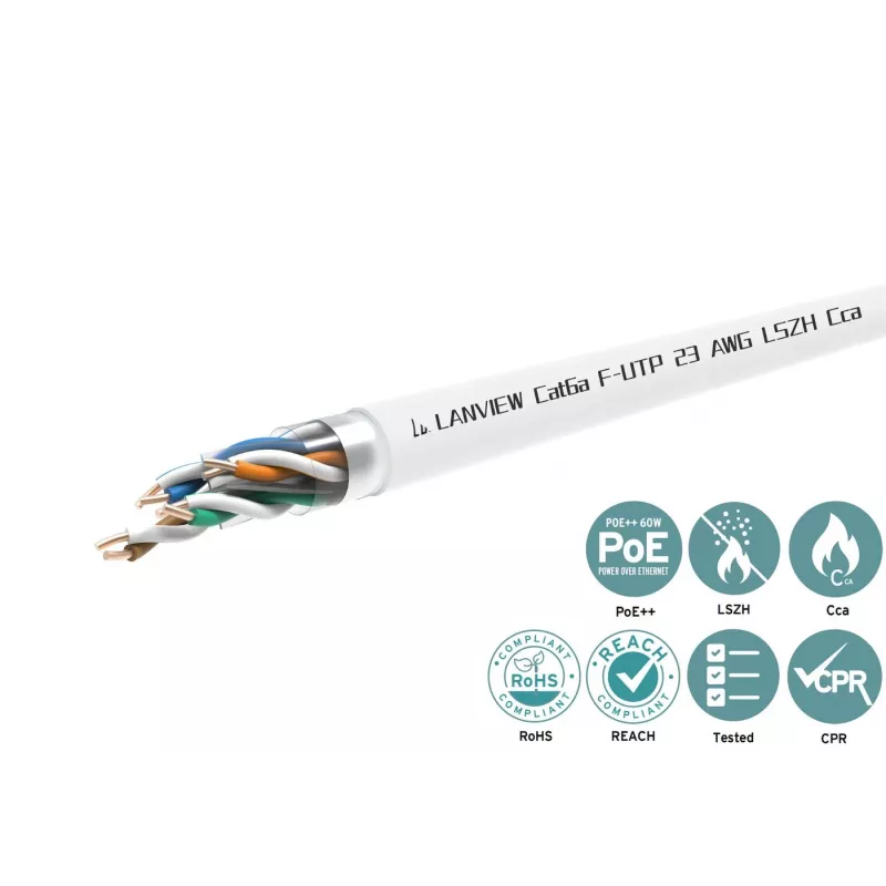 Cat6a F-UTP 4x2xAWG23 LSZH wit 305m, brandklasse Cca