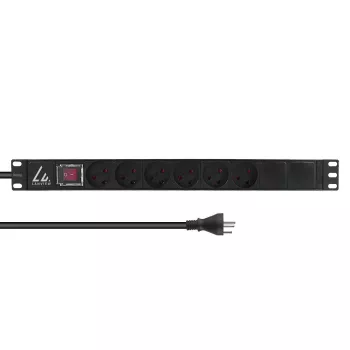 Lanview LVR-3MDK-SW-DK6 19 inch rackstekkerdoos, 1U, 13 A, met aan-/uitschakelaar