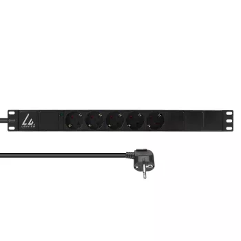 Lanview 19 inch rackstroomverdeler 1U 10A, 5x Schuko (LVR-3MSCH-LIC-SCH5)