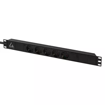 Lanview 19 inch rackstroomverdeler 1U 10A, 5x Schuko (LVR-3MSCH-LIC-SCH5)