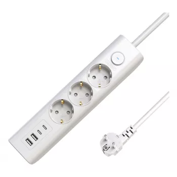 Microconnect 3-voudige USB-Schuko-stopcontactdoos 1,5 m wit 3 AC-stopcontacten 230 V