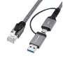 Microconnect CAT6 RJ45 FTP naar USB A-C adapterkabel, 10 meter netwerkadapter