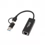 Adapter Microconnect MC-USBACNET1G USB-C naar RJ-45 0,2 m zwart